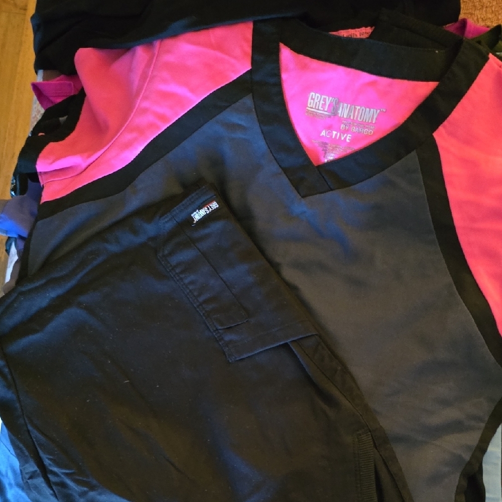 Grey's Anatomy Active Pink and Black Scrub Top